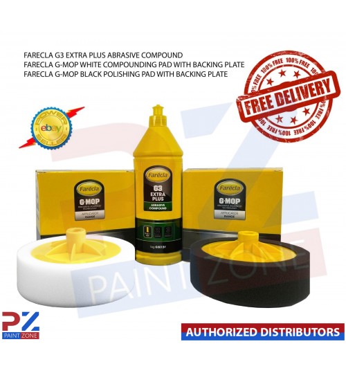 FARECLA G3 EXTRA PLUS ABRASIVE COMPOUND 1KG +GMOP COMPOUNDING AND FINISHING MOPS